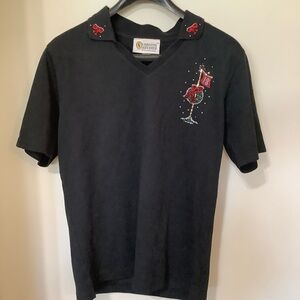 CHRISTINE ALEXANDER: Sparkly Black T-Shirt (NWOT)